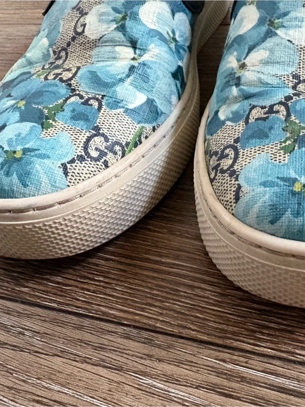 Gucci Floral Canvas Slip-On Sneaker floral Turquoise Navy  display picture 1